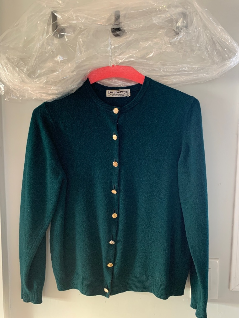 Vintage Burberrys women’s cardigan in deep emerald green